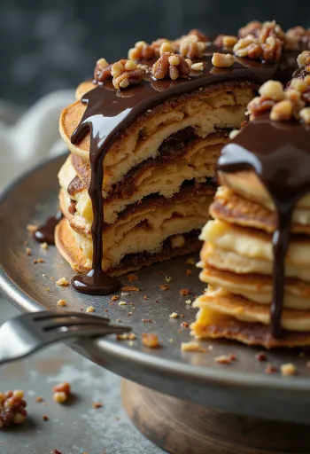 Pancake lapis disajikan