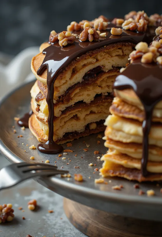 Pancake lapis disajikan