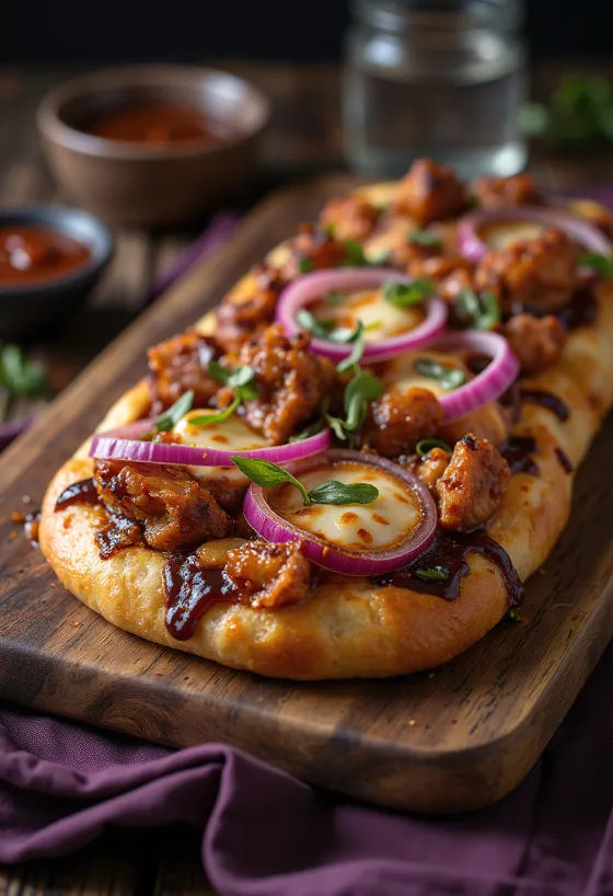 Focaccia ayam barbeque disajikan