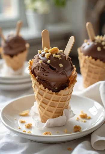 Es krim Drumstick Chocolate dalam cone disajikan