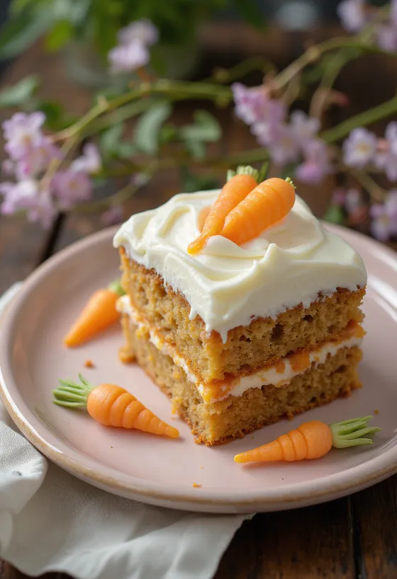 Kue Wortel Paskah dengan hiasan wortel fondant